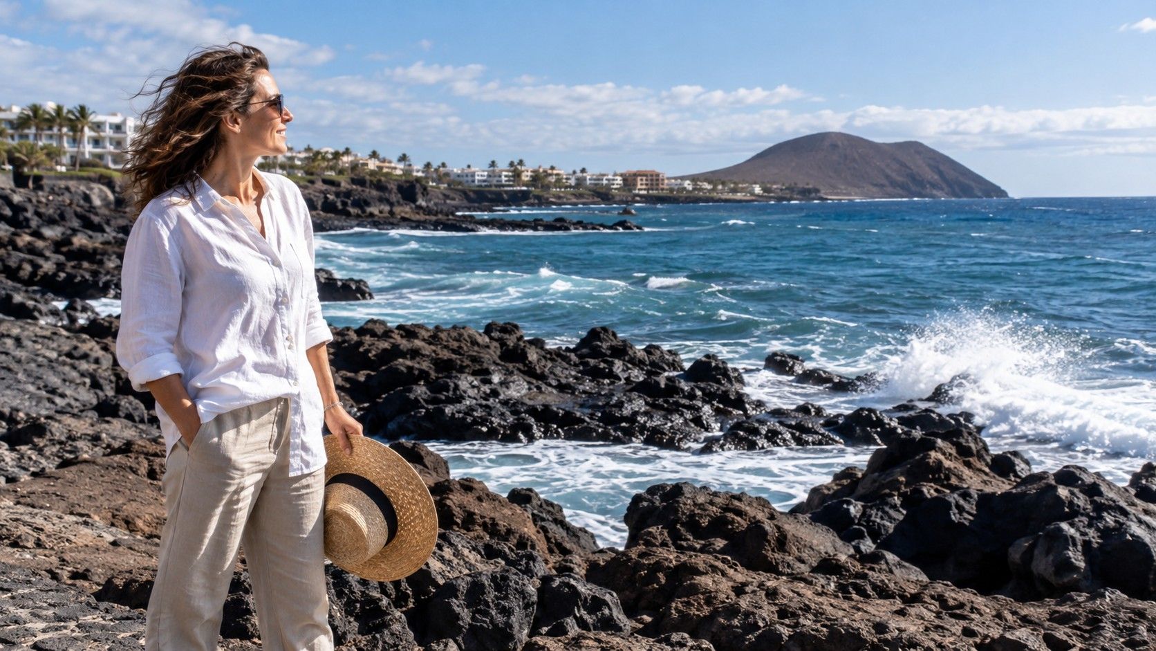 Sunny coastline near Golf del Sur Tenerife