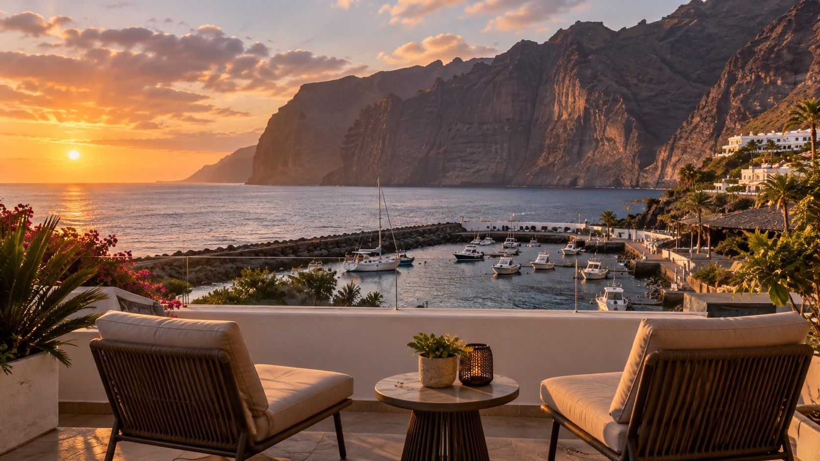 Los Gigantes harbour and cliffs