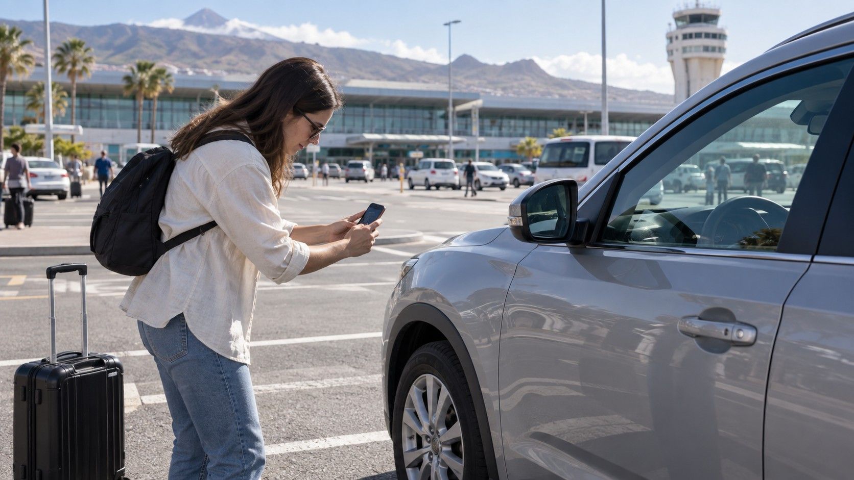 Tenerife rental car outside an airport terminal